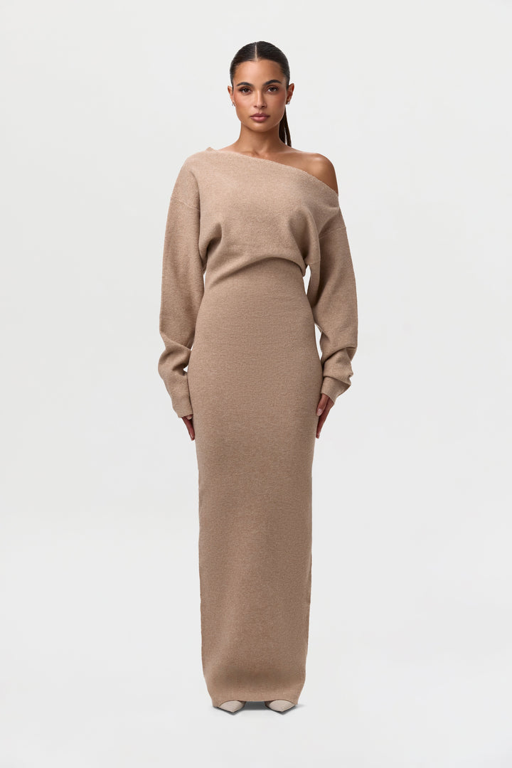 Gwen — Off Shoulder Knit Maxi Dress for Women with Long Sleeves (7)