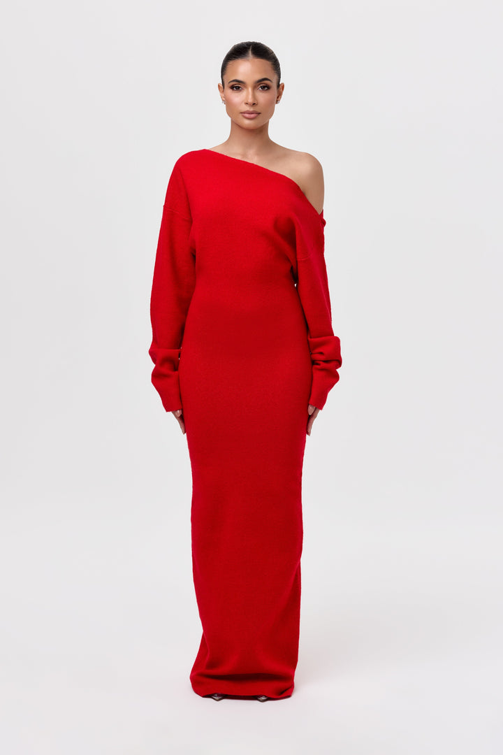 Gwen — Off Shoulder Knit Maxi Dress for Women with Long Sleeves (9)