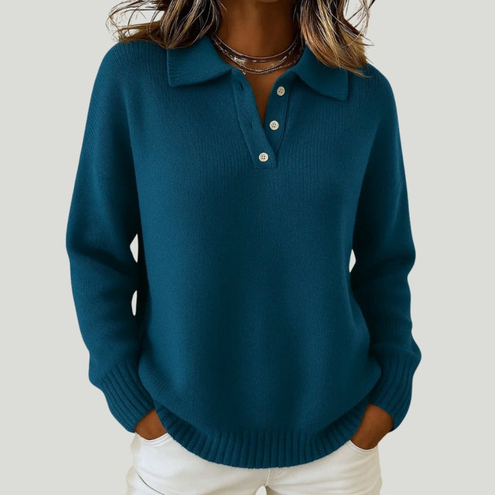 Hailey — Polo Collar Sweater for Women with Buttons (2)