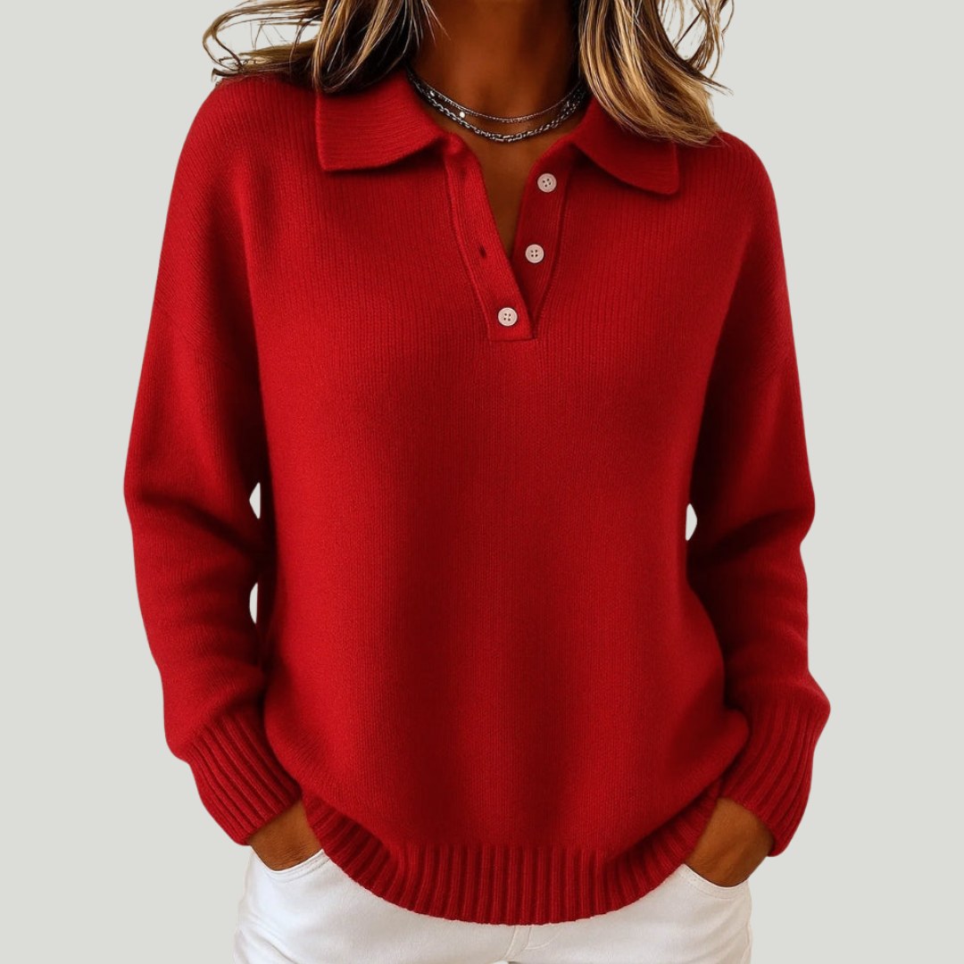 Hailey — Polo Collar Sweater for Women with Buttons (3)