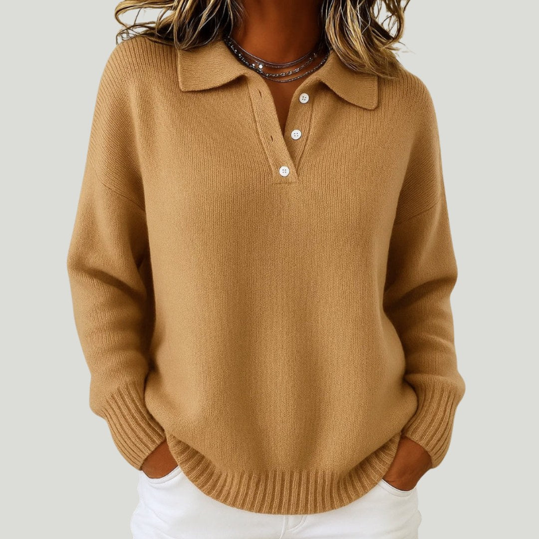 Hailey — Polo Collar Sweater for Women with Buttons (4)