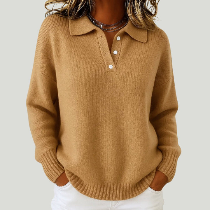Hailey — Polo Collar Sweater for Women with Buttons (4)