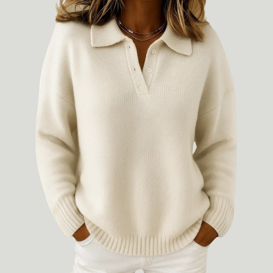 Hailey — Polo Collar Sweater for Women with Buttons (5)
