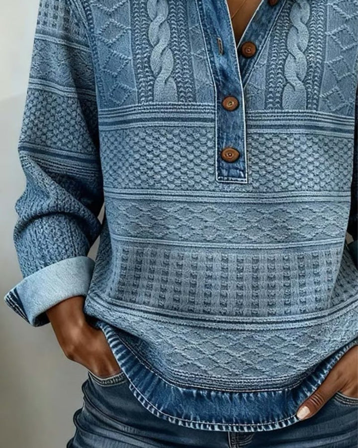 Hannah — Cable Knit Sweater for Women with Button Collar (2)