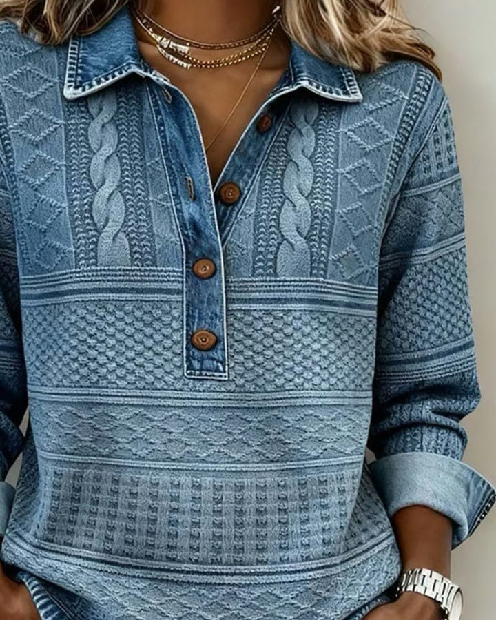 Hannah — Cable Knit Sweater for Women with Button Collar (3)