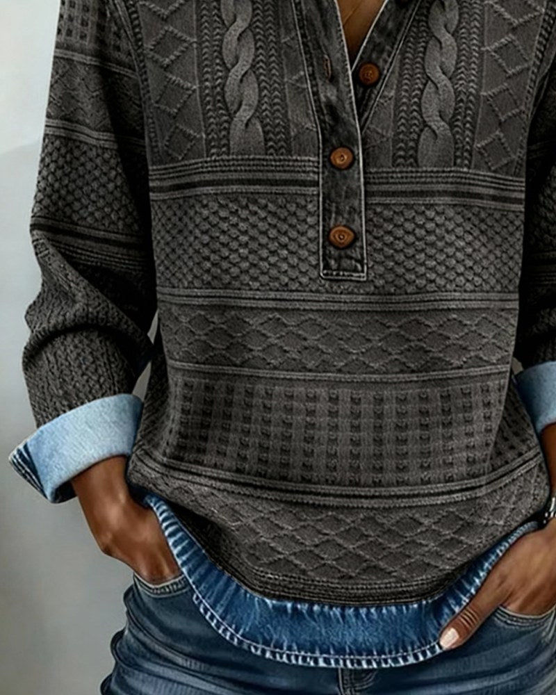 Hannah — Cable Knit Sweater for Women with Button Collar (5)