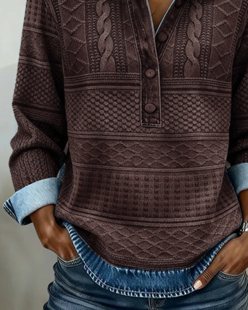 Hannah — Cable Knit Sweater for Women with Button Collar (8)