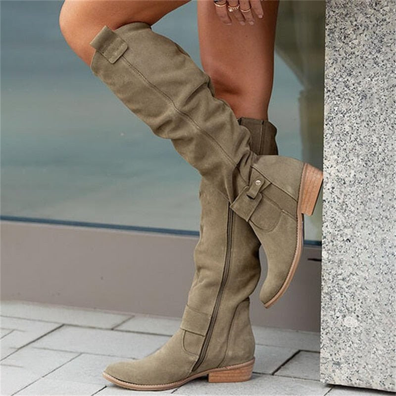Hazel — Slouchy Knee High Boots for Women with Low Heel (6)