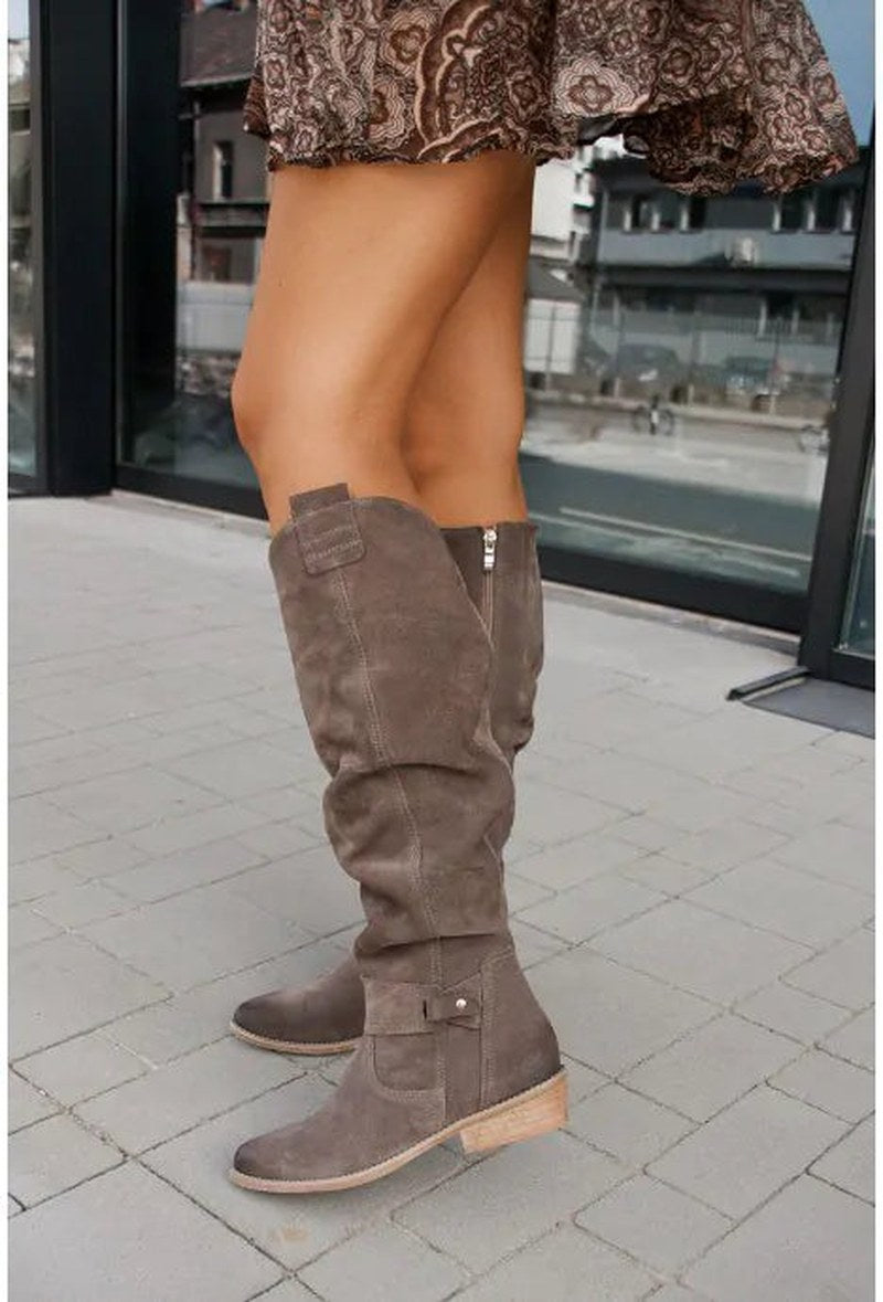Hazel — Slouchy Knee High Boots for Women with Low Heel (8)