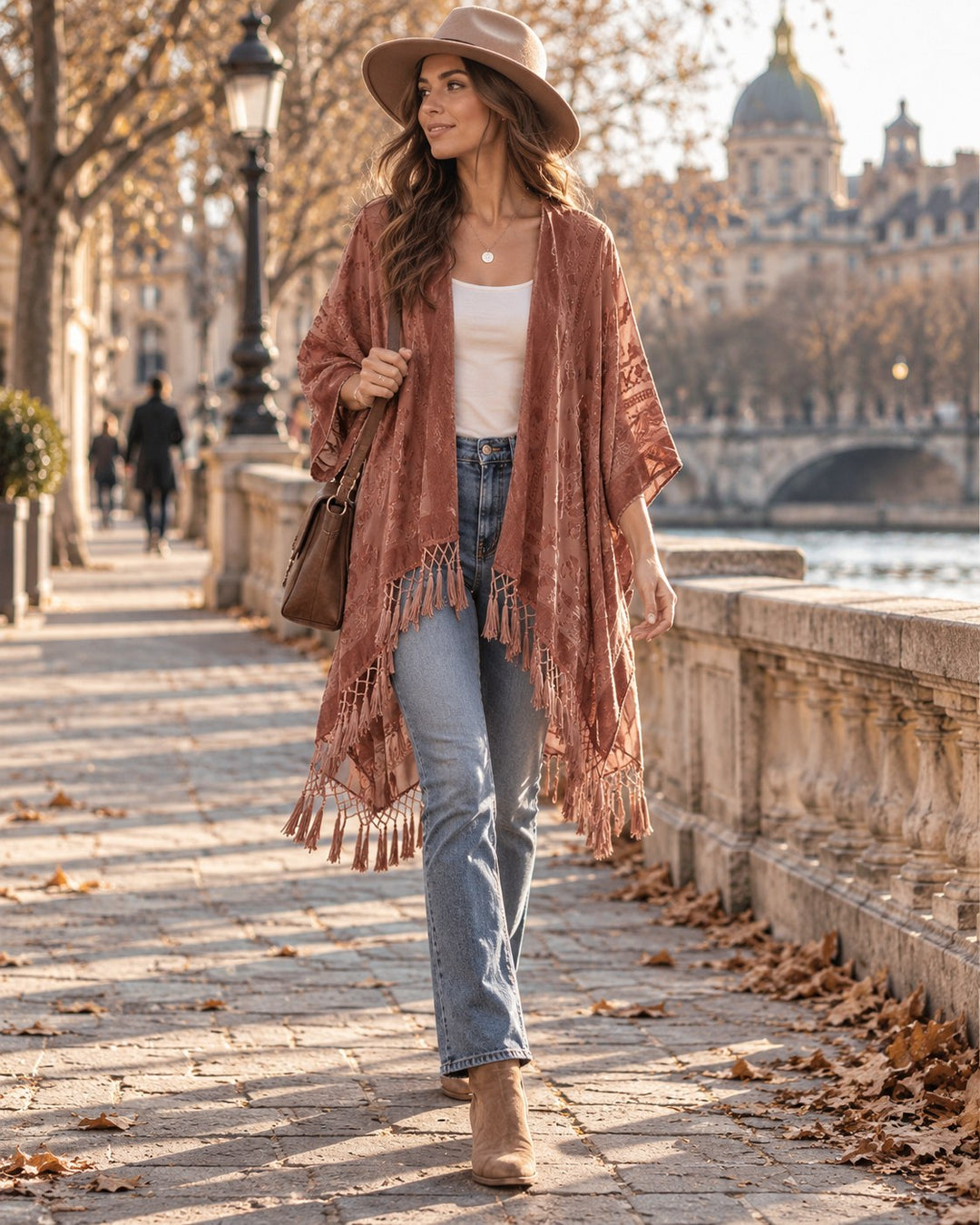 Holly — Long Cardigan for Women with Fringe