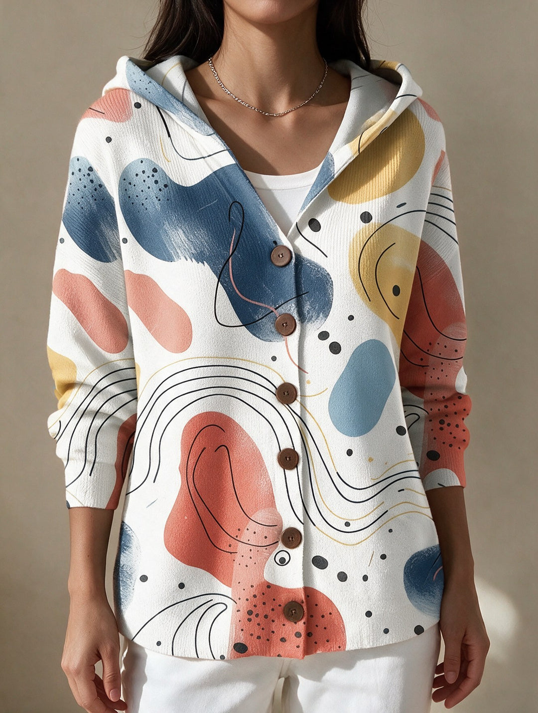 Ivy — Printed Hooded Cardigan for Women with Buttons (3)