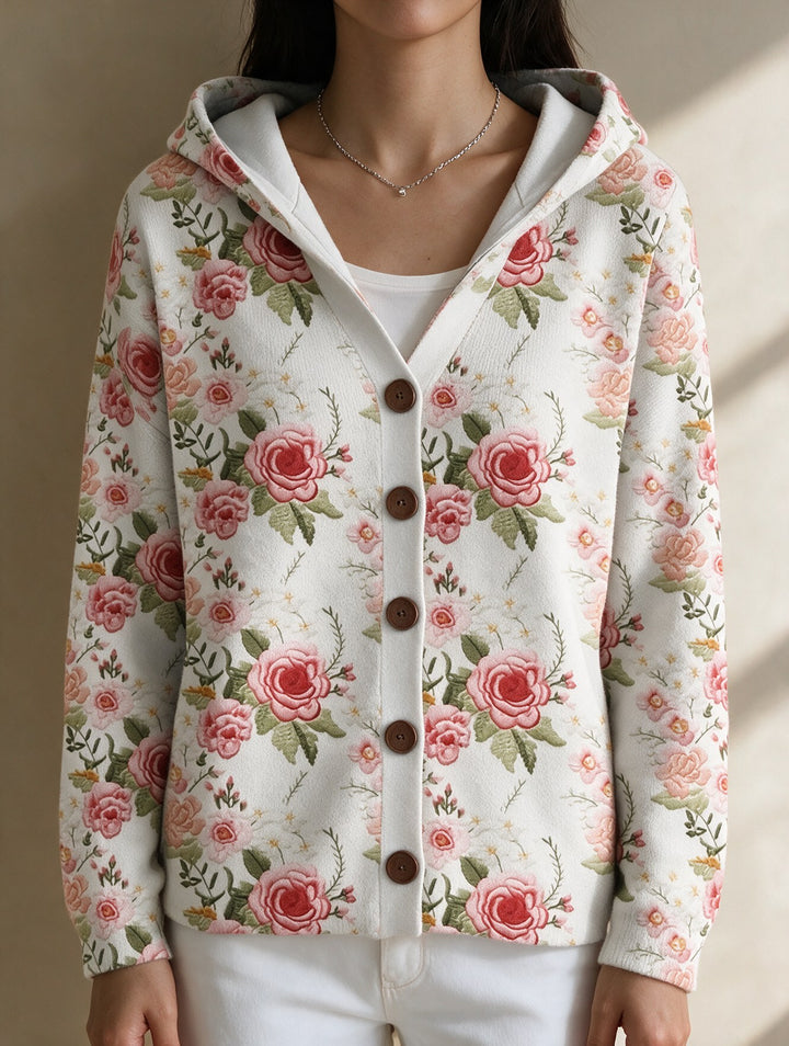 Ivy — Printed Hooded Cardigan for Women with Buttons (5)