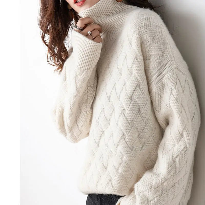 Jade — Cable Knit Turtleneck Sweater for Women