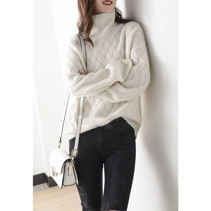 Jade — Cable Knit Turtleneck Sweater for Women (2)