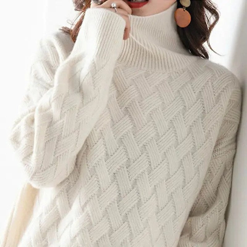 Jade — Cable Knit Turtleneck Sweater for Women (3)