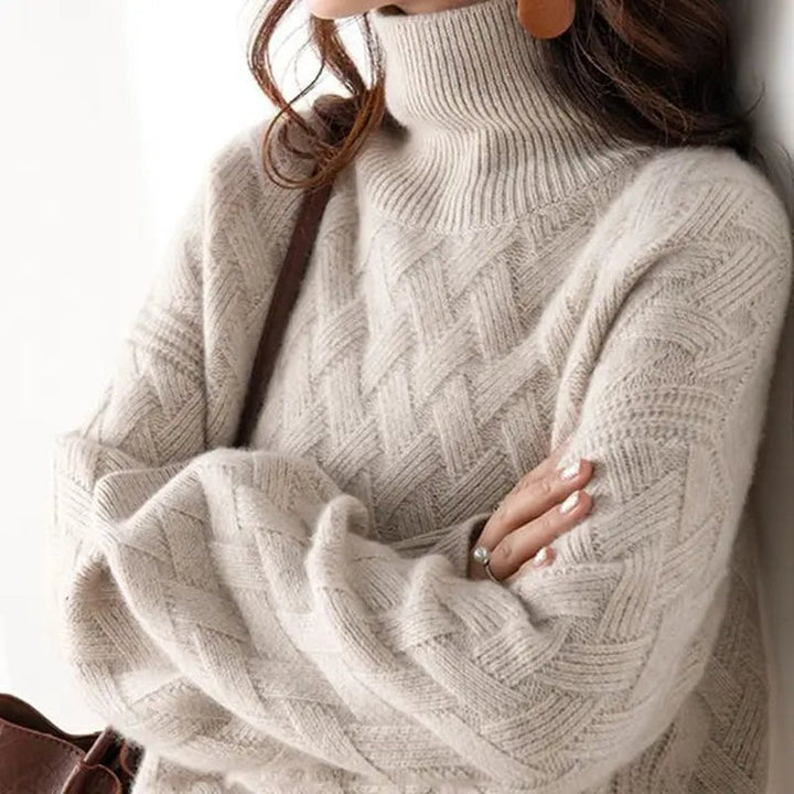 Jade — Cable Knit Turtleneck Sweater for Women (4)