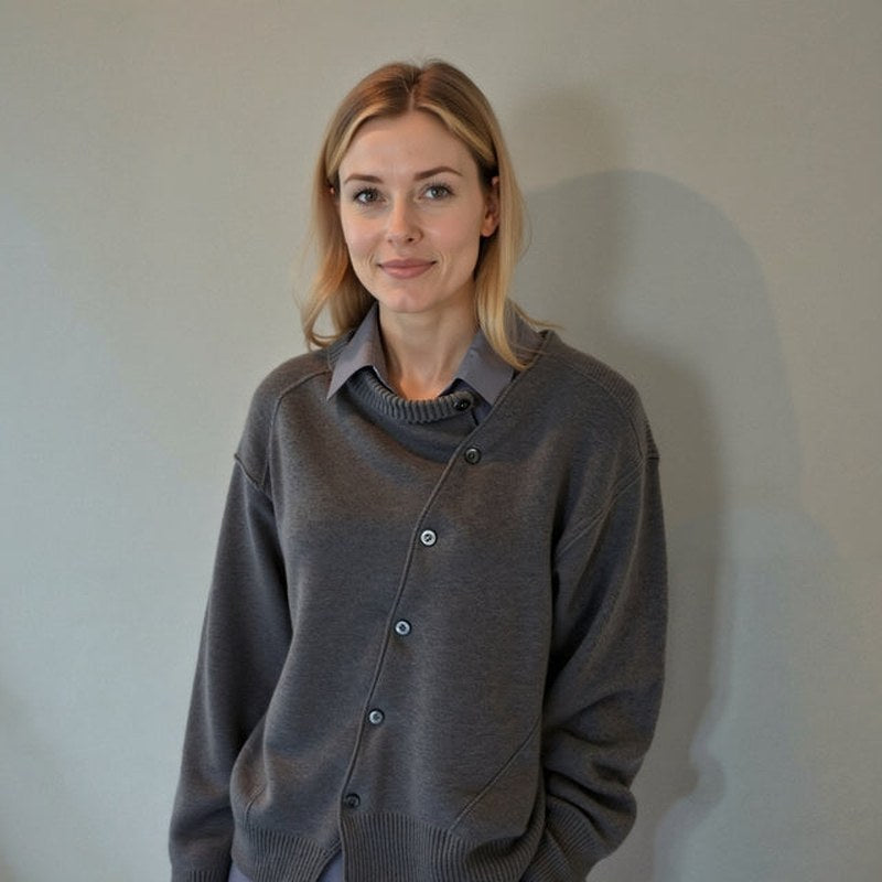 Kelly — Button Sweater for Women with Shirt Collar (3)