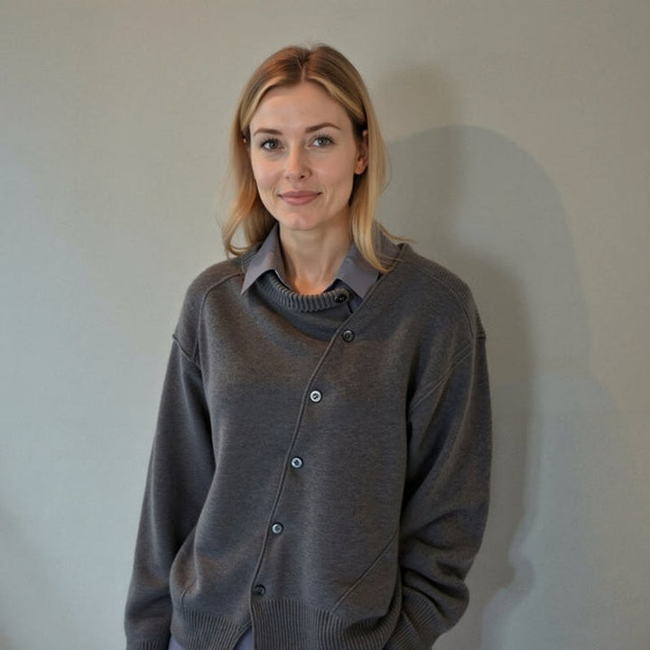 Kelly — Button Sweater for Women with Shirt Collar (3)