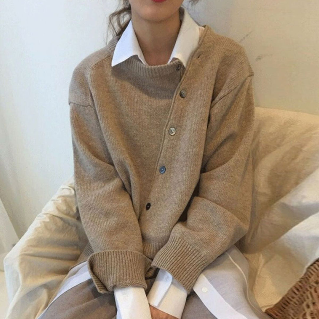 Kelly — Button Sweater for Women with Shirt Collar (4)