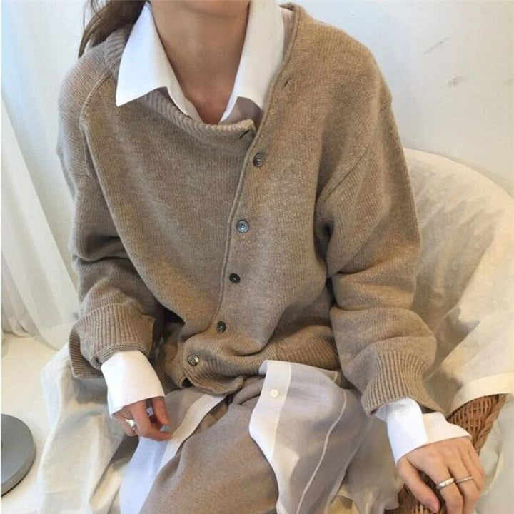 Kelly — Button Sweater for Women with Shirt Collar (5)