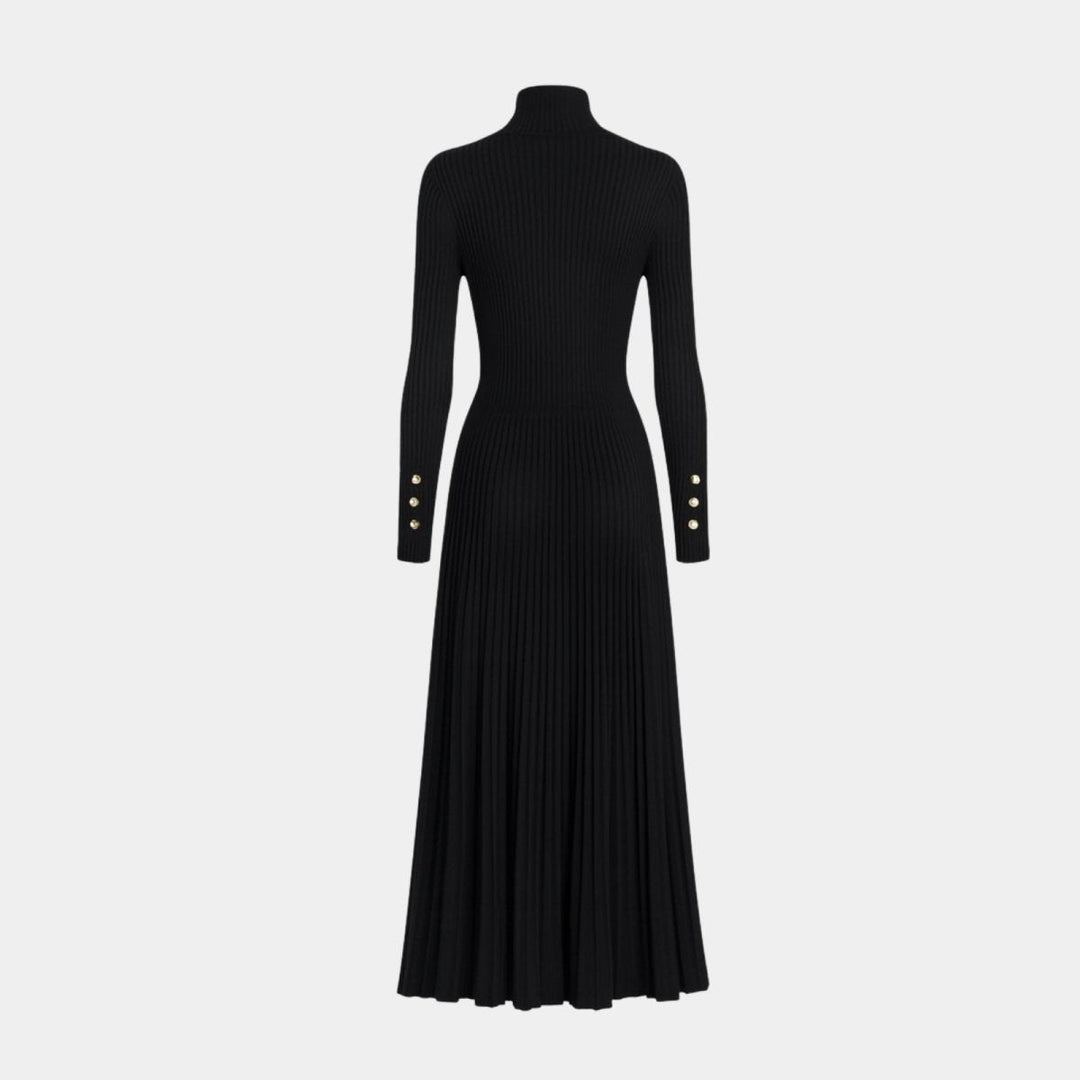 Kim — Pleated Knit Midi Dress for Women with Turtleneck (4)
