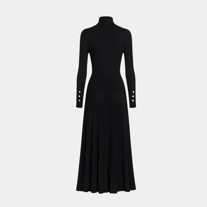 Kim — Pleated Knit Midi Dress for Women with Turtleneck (4)