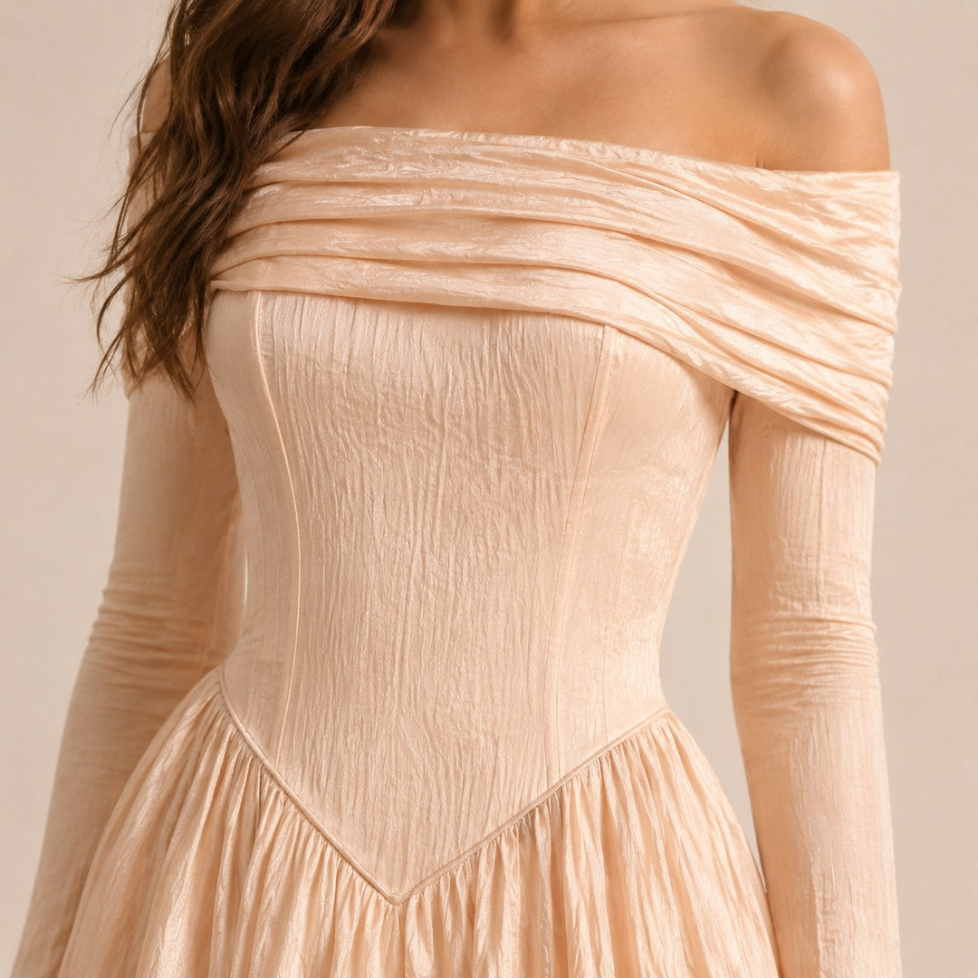 Laura — Off Shoulder Mini Dress for Women with Long Sleeves (5)