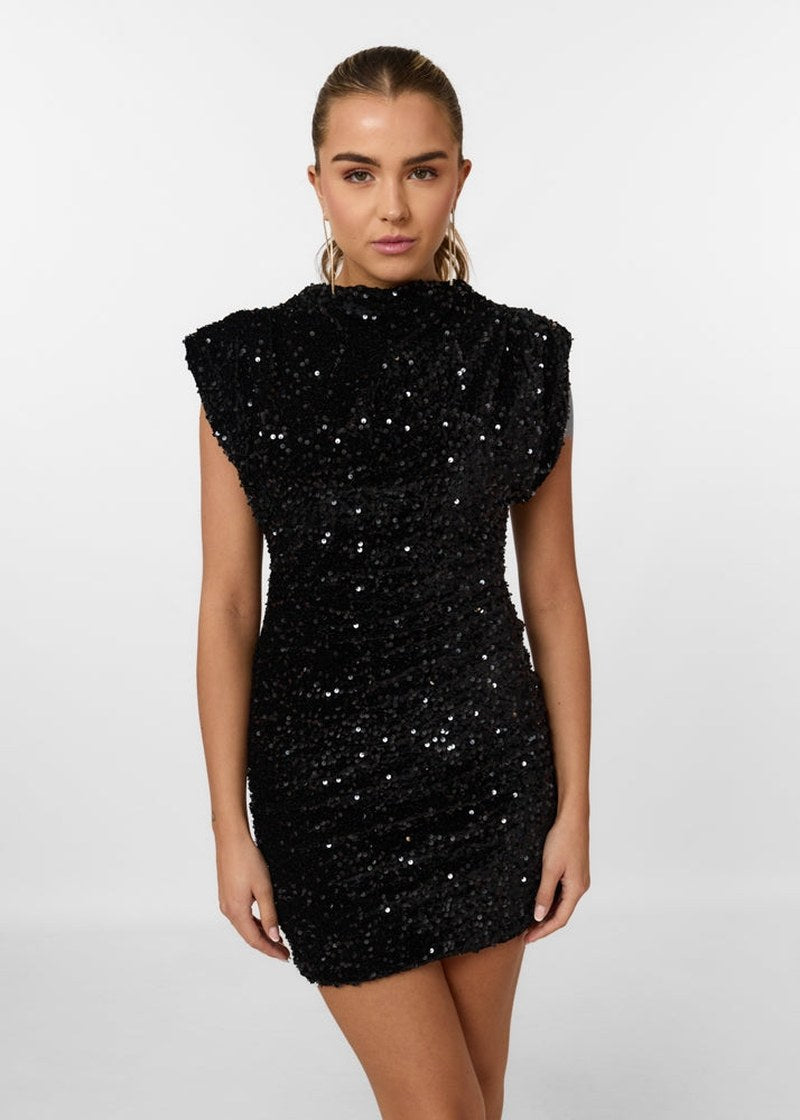 Leah — Glitter Mini Dress for Women with Cap Sleeves