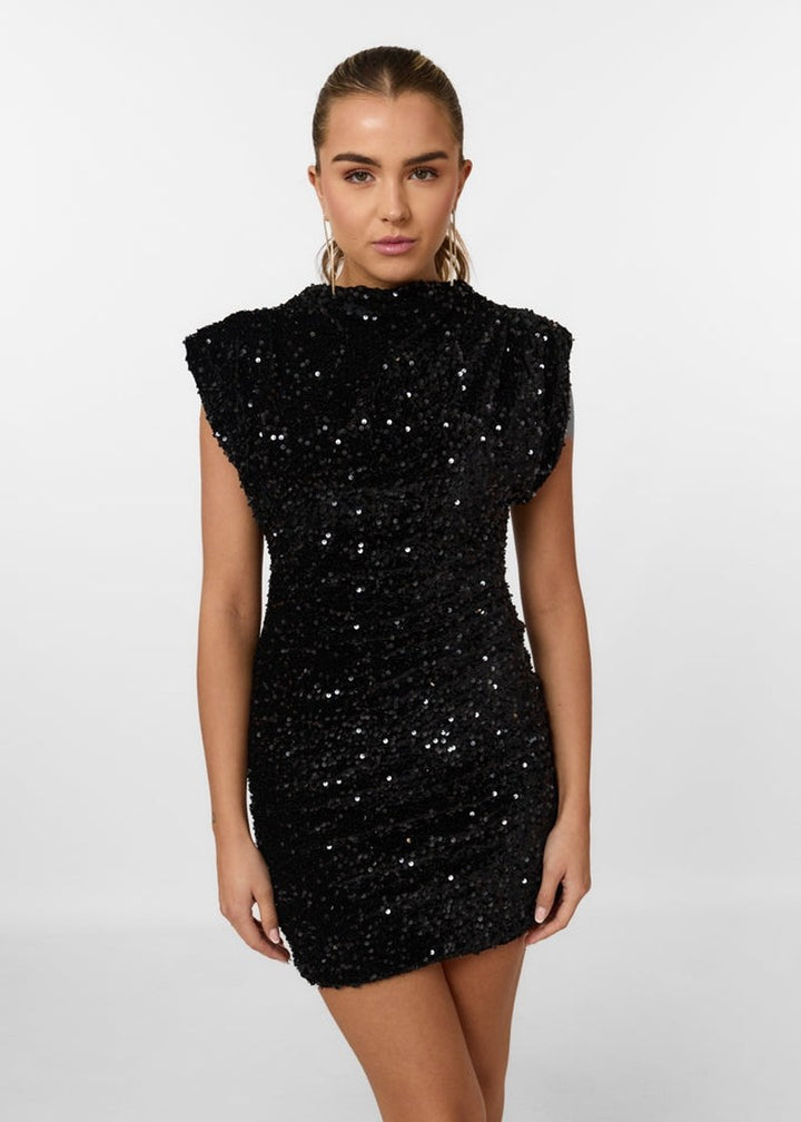 Leah — Glitter Mini Dress for Women with Cap Sleeves