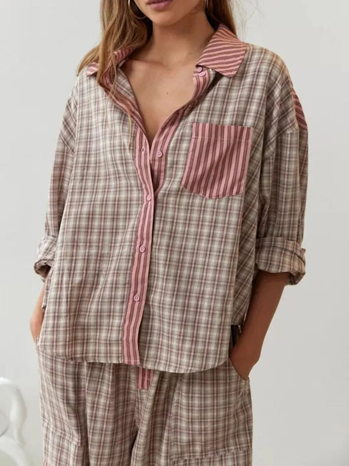 Lillian — Cotton Pajama Set for Women with Button Front (5)