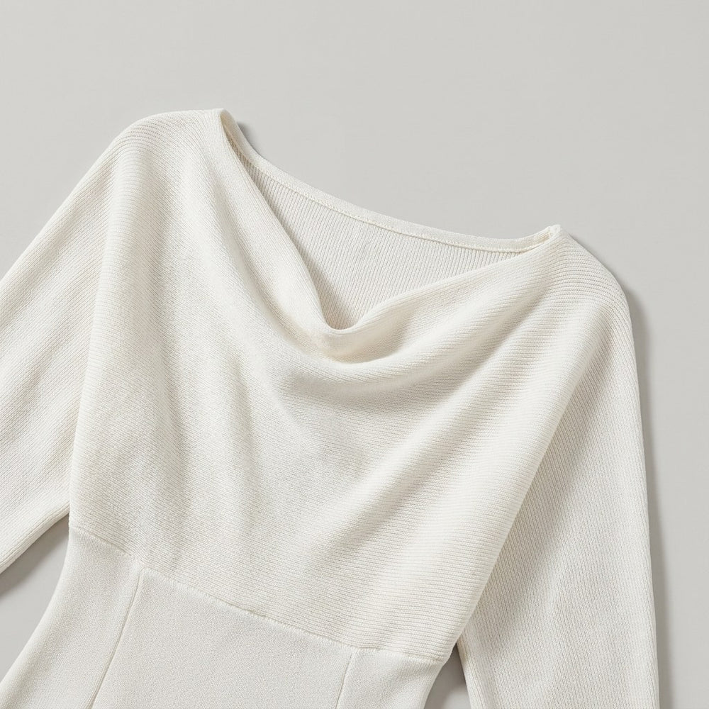 Lisa — Cowl Neck Midi Dress for Women with Batwing Sleeves (2)