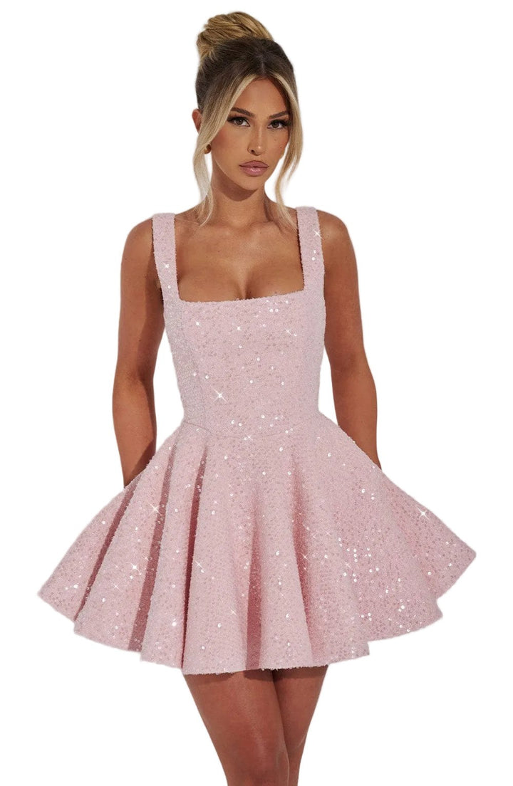 Lucy — Sequin Skater Dress for Women with Bow