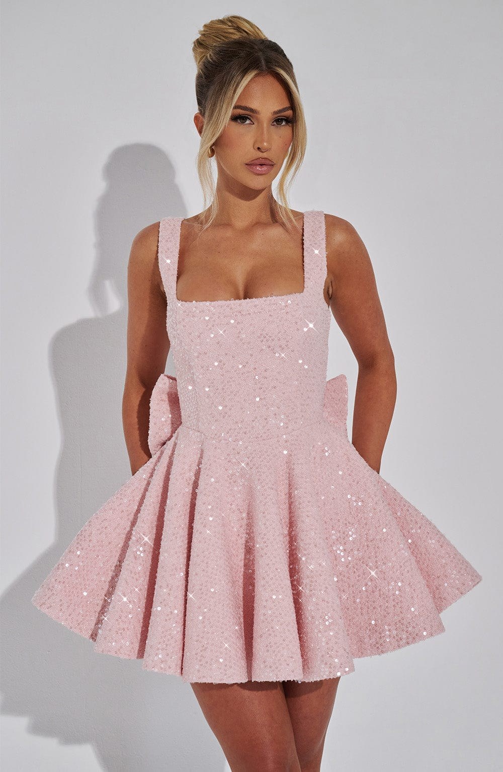 Lucy — Sequin Skater Dress for Women with Bow (3)