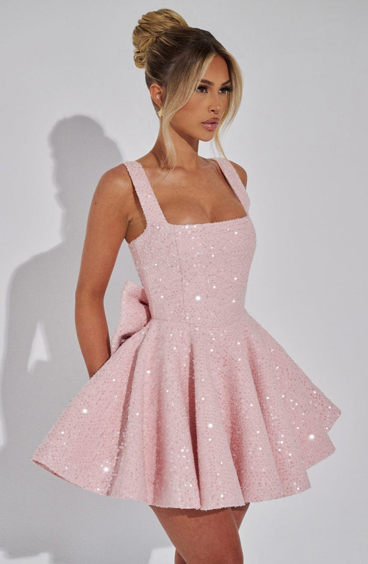 Lucy — Sequin Skater Dress for Women with Bow (5)