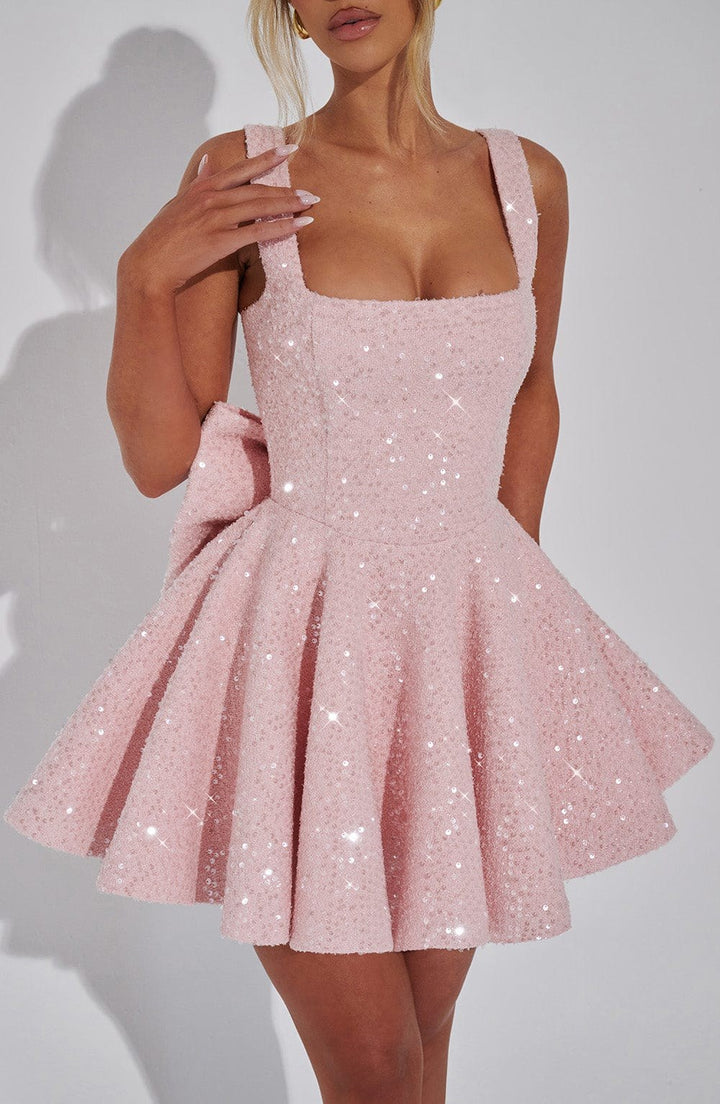 Lucy — Sequin Skater Dress for Women with Bow (6)