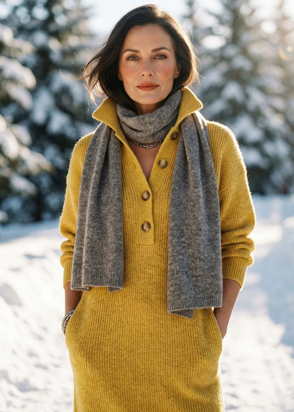 Mabel — Knit Sweater Dress for Women with Button Collar (2)