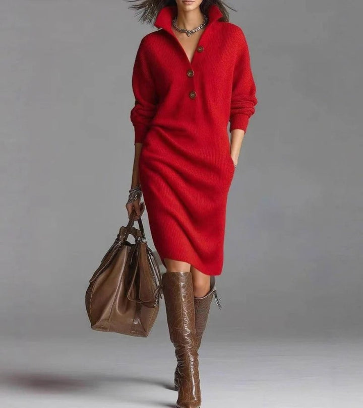 Mabel — Knit Sweater Dress for Women with Button Collar (8)