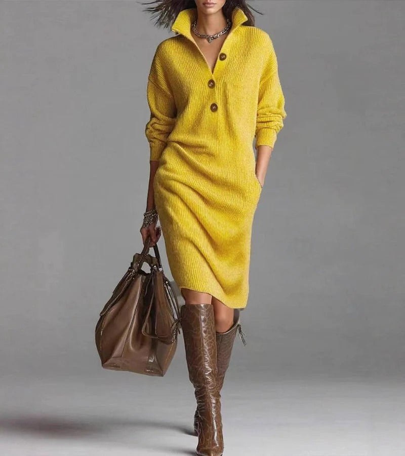 Mabel — Knit Sweater Dress for Women with Button Collar (9)