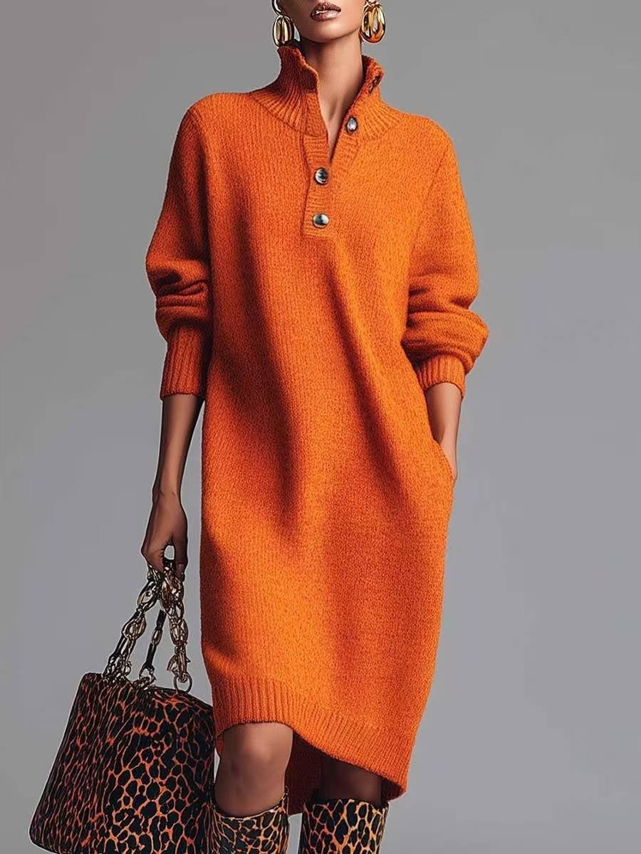 Mabel — Knit Sweater Dress for Women with Button Collar (10)