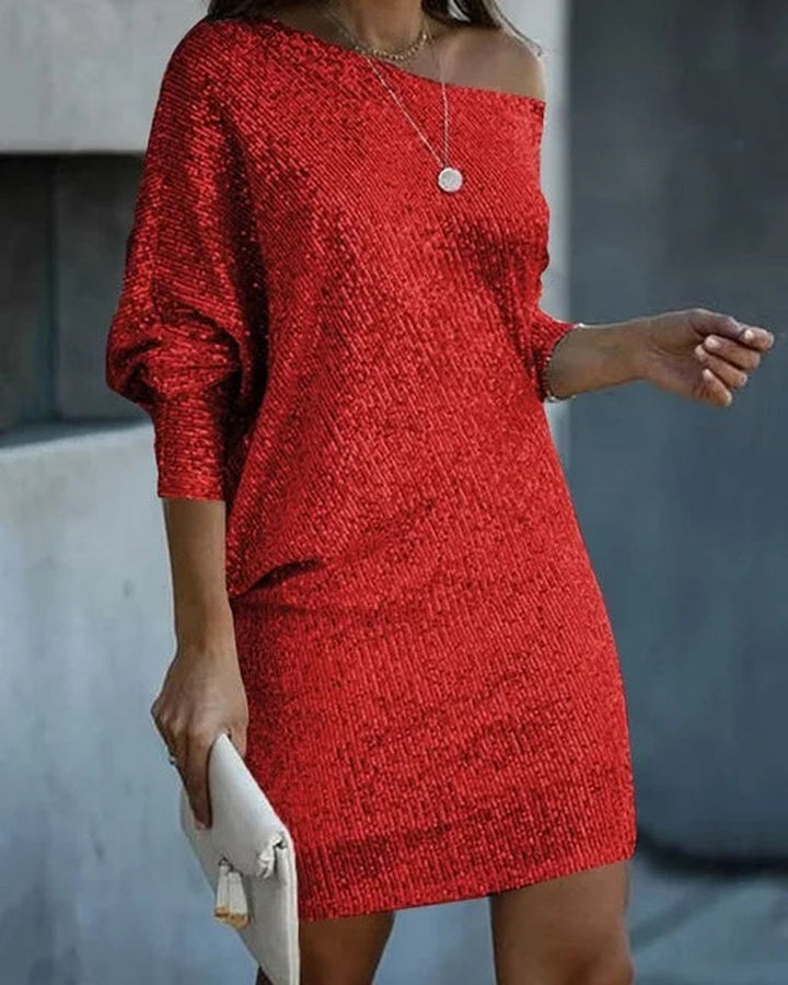 Maggie — One Shoulder Sequin Dress for Women with Long Sleeves (4)