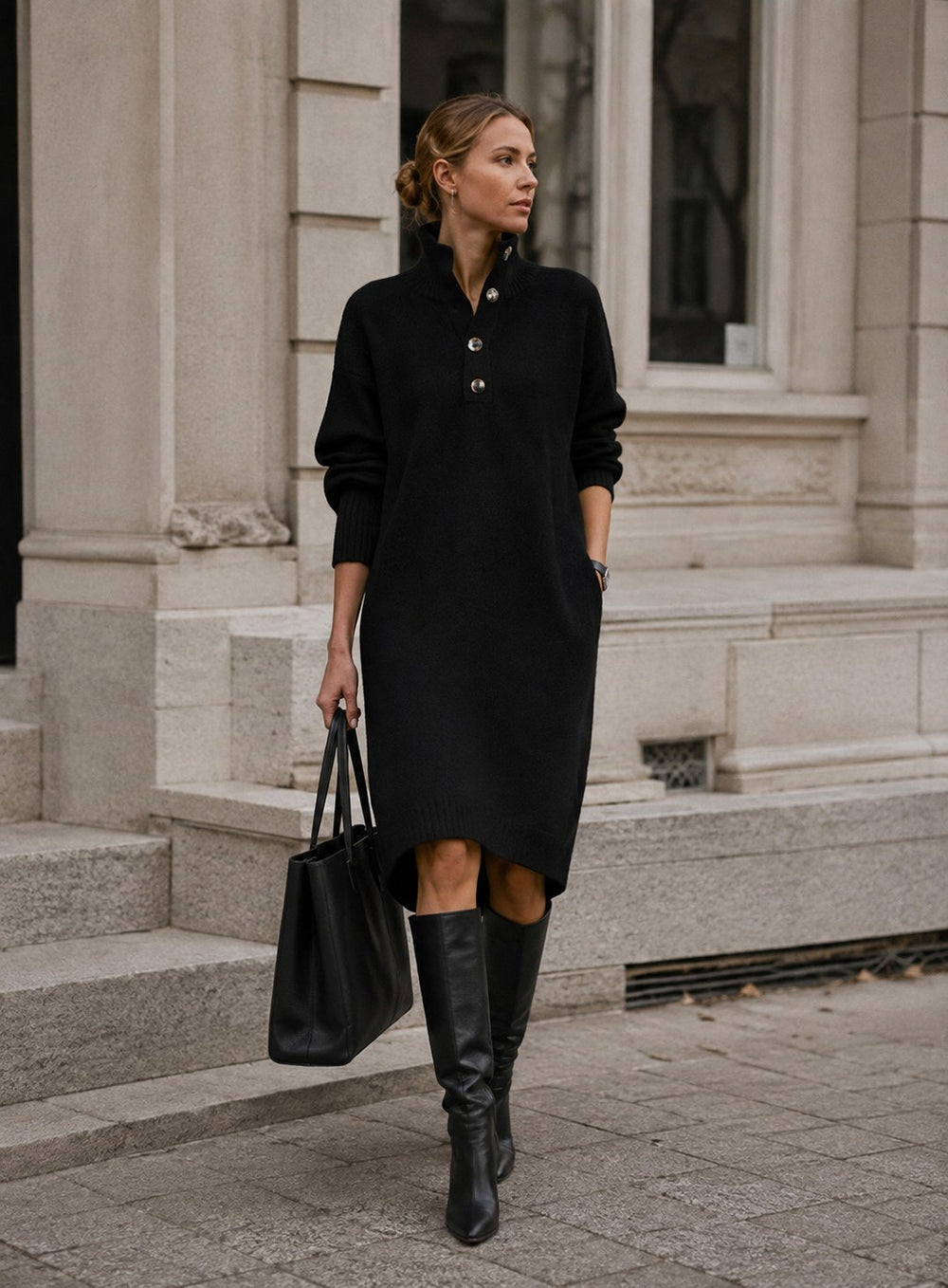 Mia — Knit Sweater Dress for Women with High Neck (2)