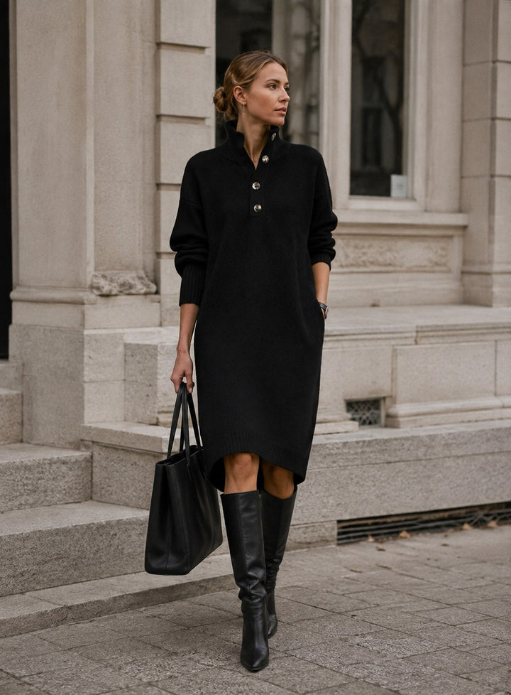 Mia — Knit Sweater Dress for Women with High Neck (2)
