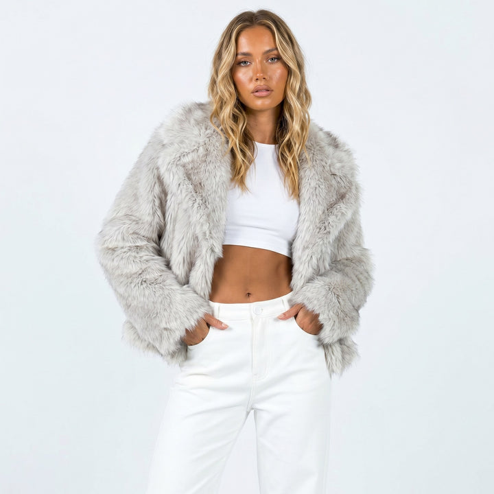 Monica — Fur Jacket for Women with Wide Collar