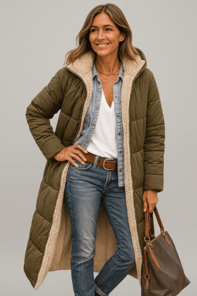 Nancy — Longline Puffer Coat for Women with Hood (7)