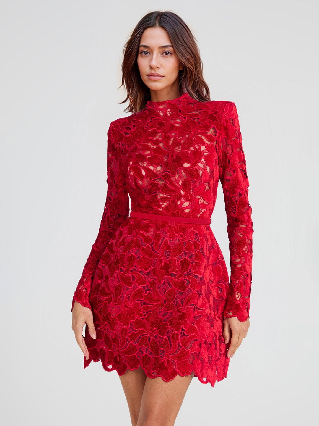 Nina — Lace Mini Dress for Women with Long Sleeves (4)