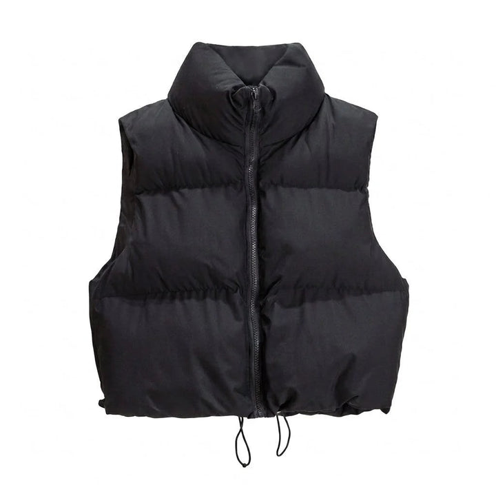 Paige — Cropped Puffer Vest for Women with High Collar
