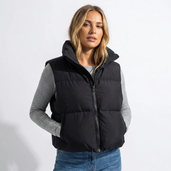 Paige — Cropped Puffer Vest for Women with High Collar (2)
