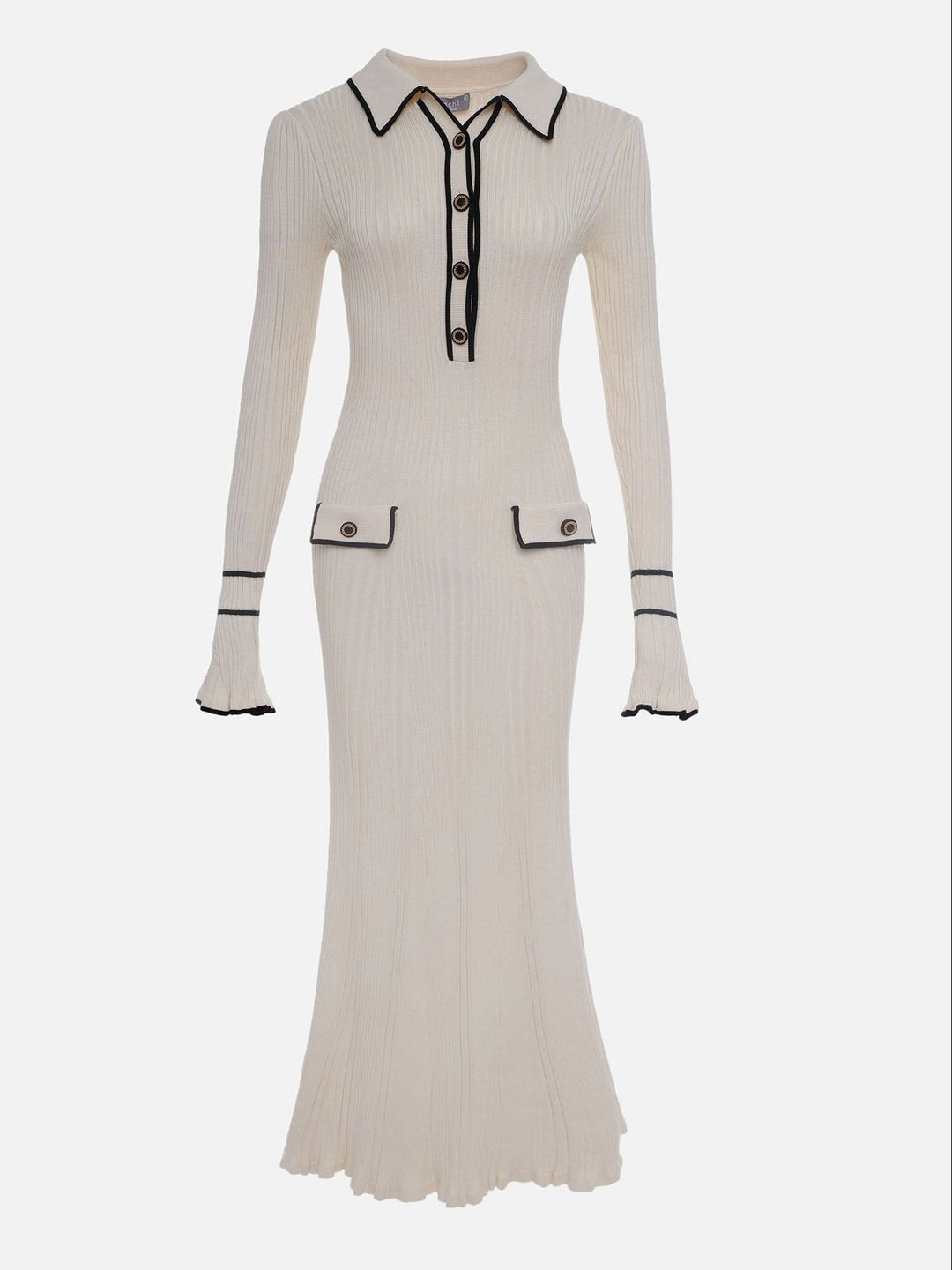 Pamela — Ribbed Knit Dress for Women with Contrast Trim (4)