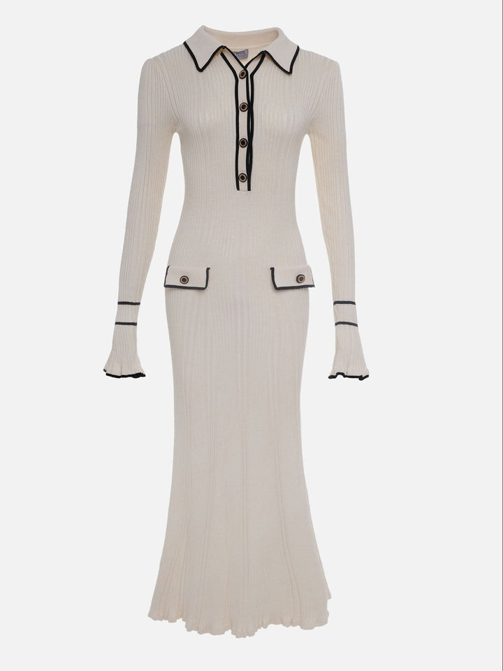 Pamela — Ribbed Knit Dress for Women with Contrast Trim (4)