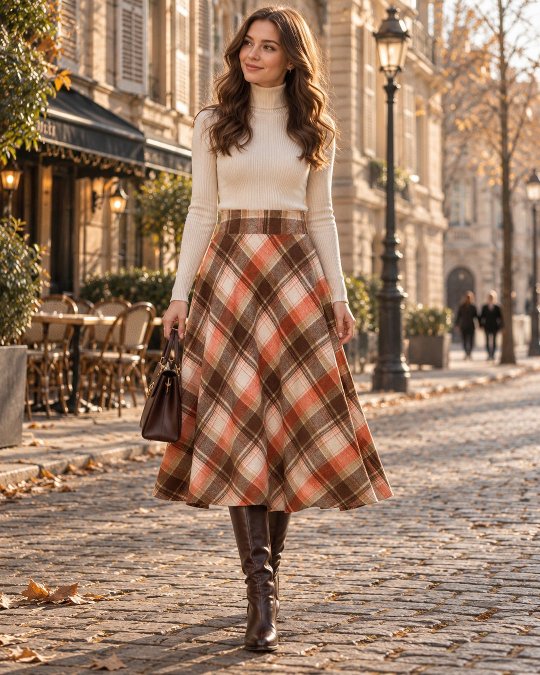 Piper — Plaid Midi Skirt for Women with High Waist